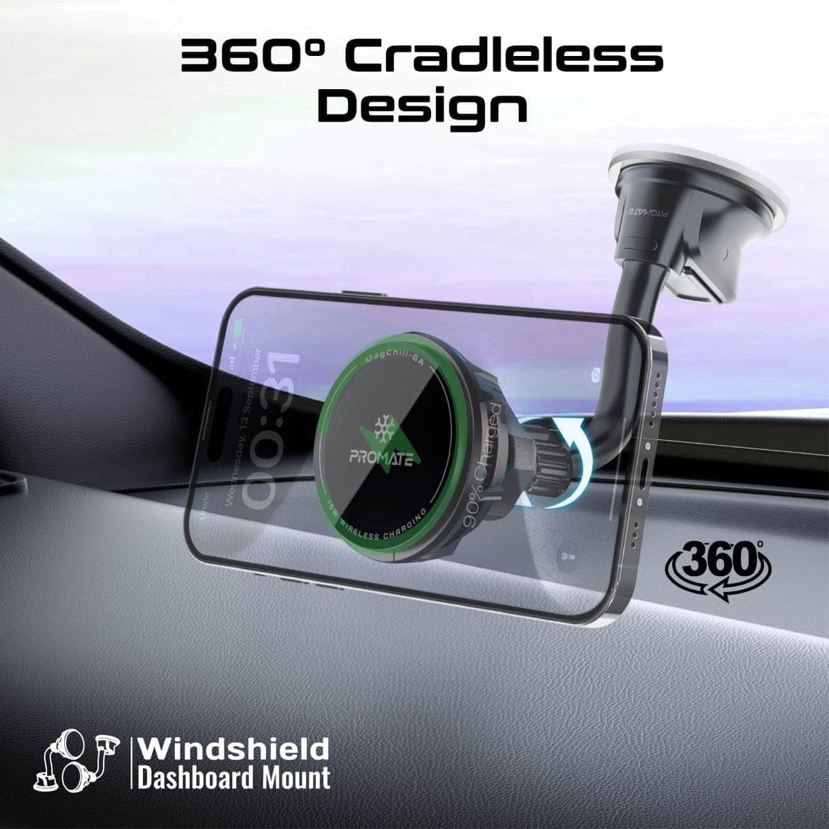 Promate MagChill-GA 15W Magnetic Wireless Car Charger