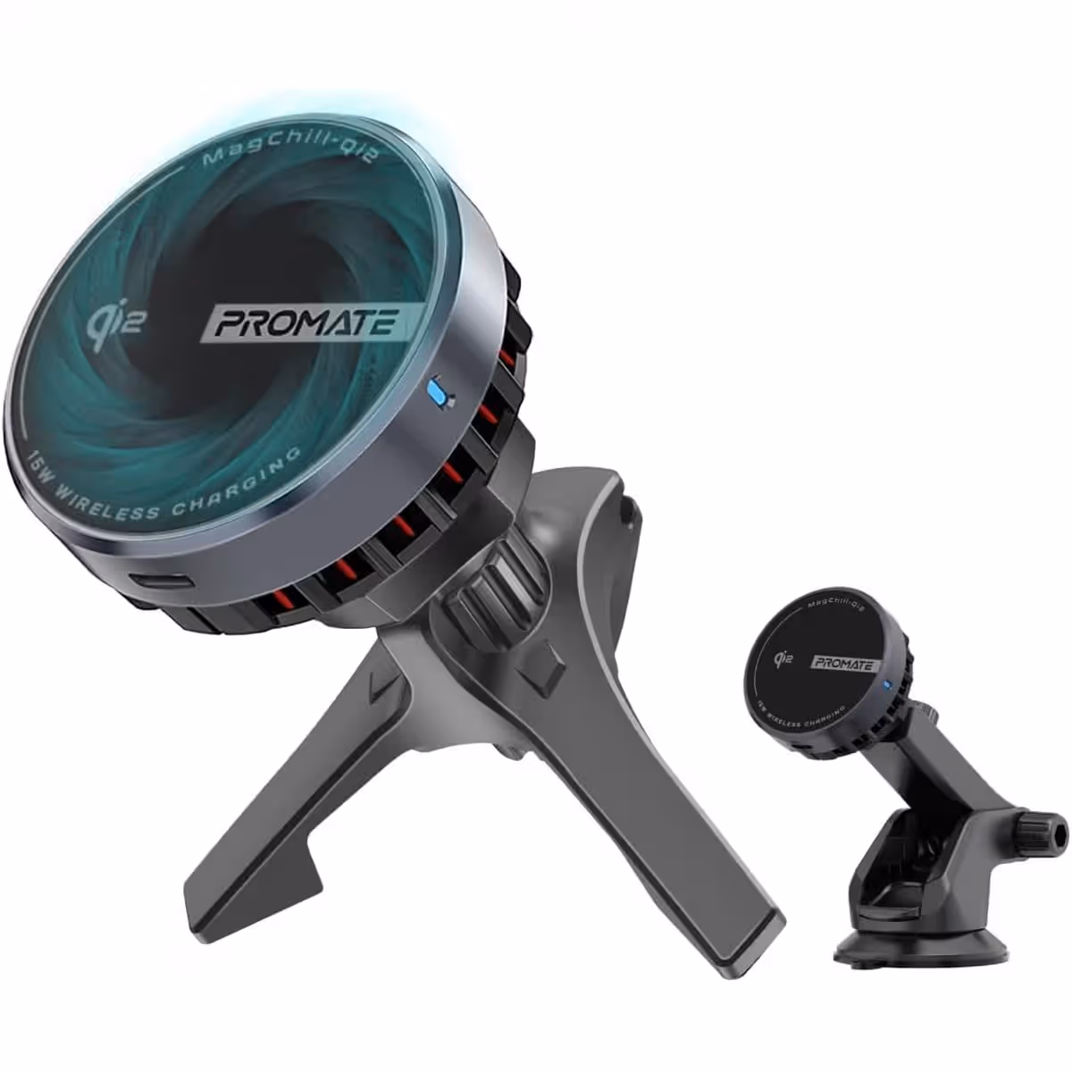 Promate MagChill-Qi2 15W Qi2 Magnetic Wireless Car Charger Mount