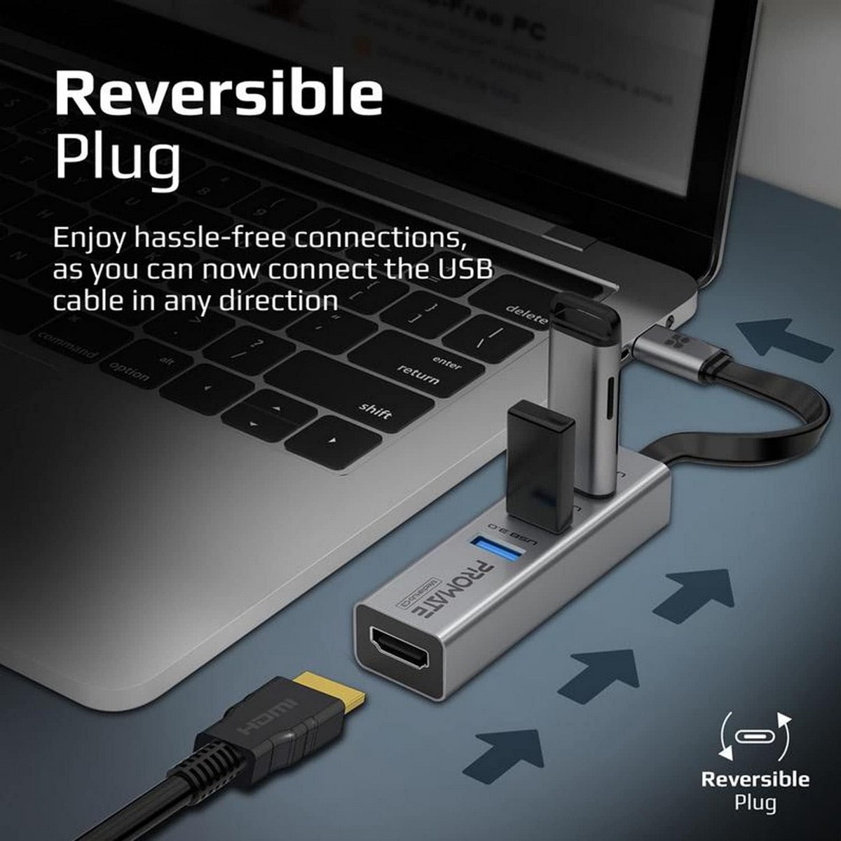 Promate MediaHub-C3 4-in-1 USB-C to 4K 30Hz HDMI Hub