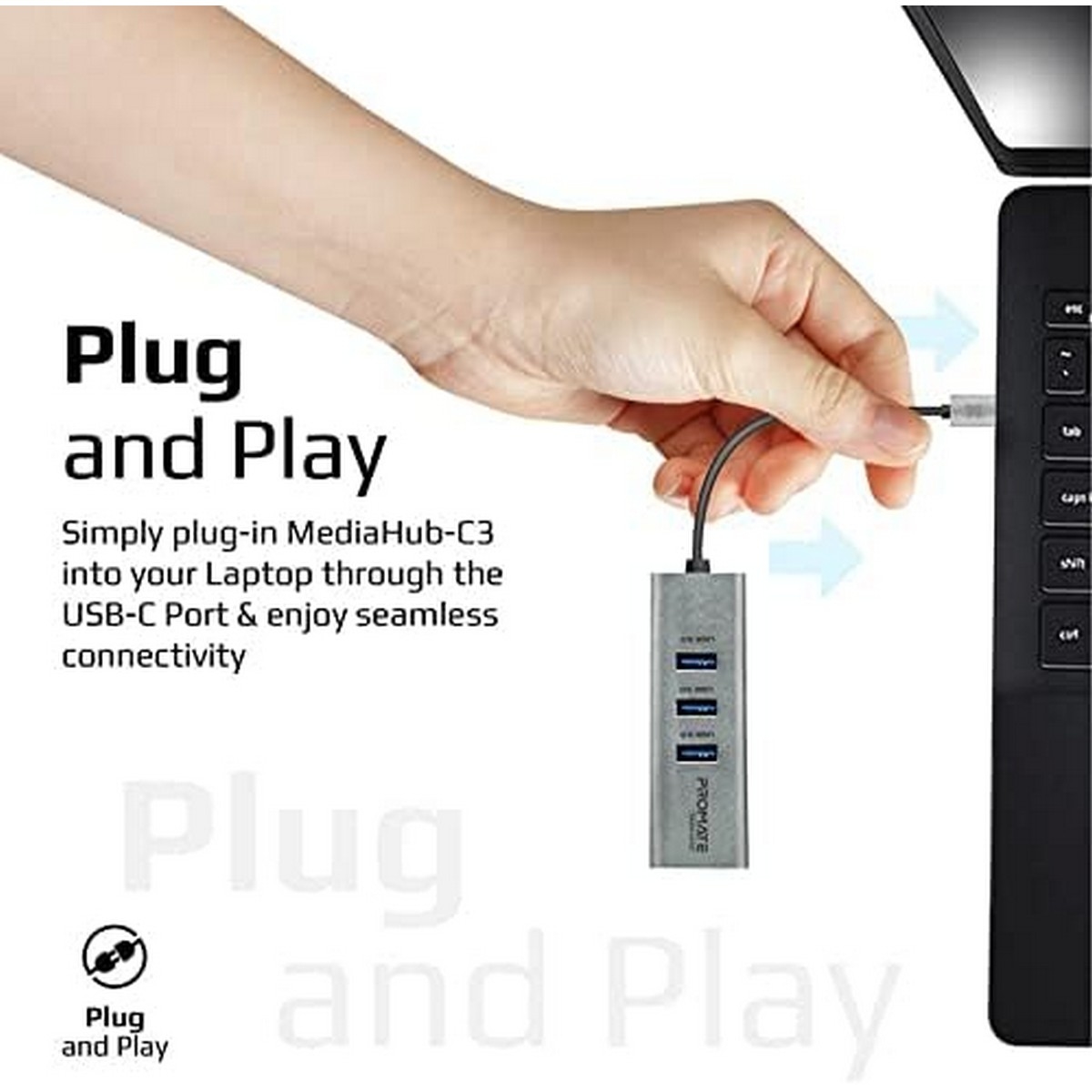 Promate MediaHub-C3 4-in-1 USB-C to 4K 30Hz HDMI Hub