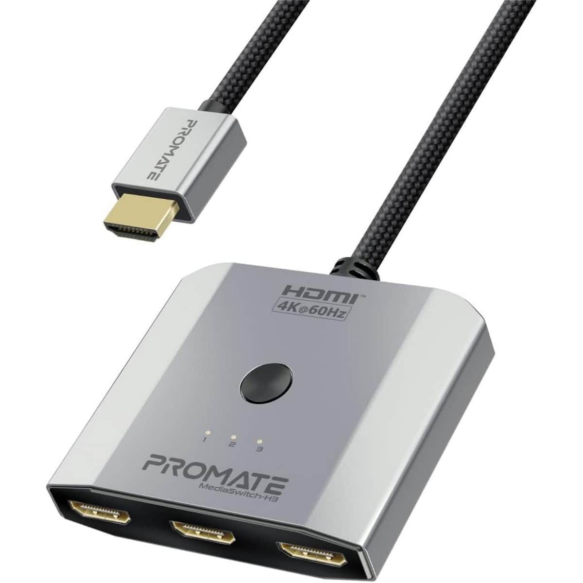 Promate MediaSwitch-H3 50cm 4K 60Hz 3-in-1 HDMI Switch Adapter