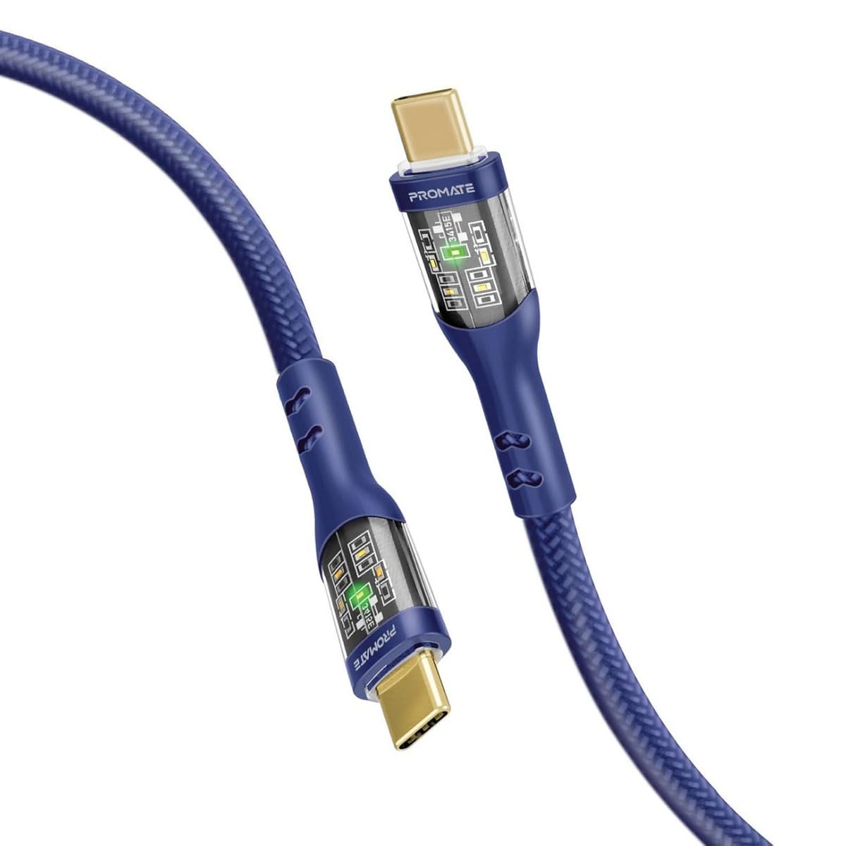 بروميت كابل شفاف مجدول 60W USB-C إلى USB-C