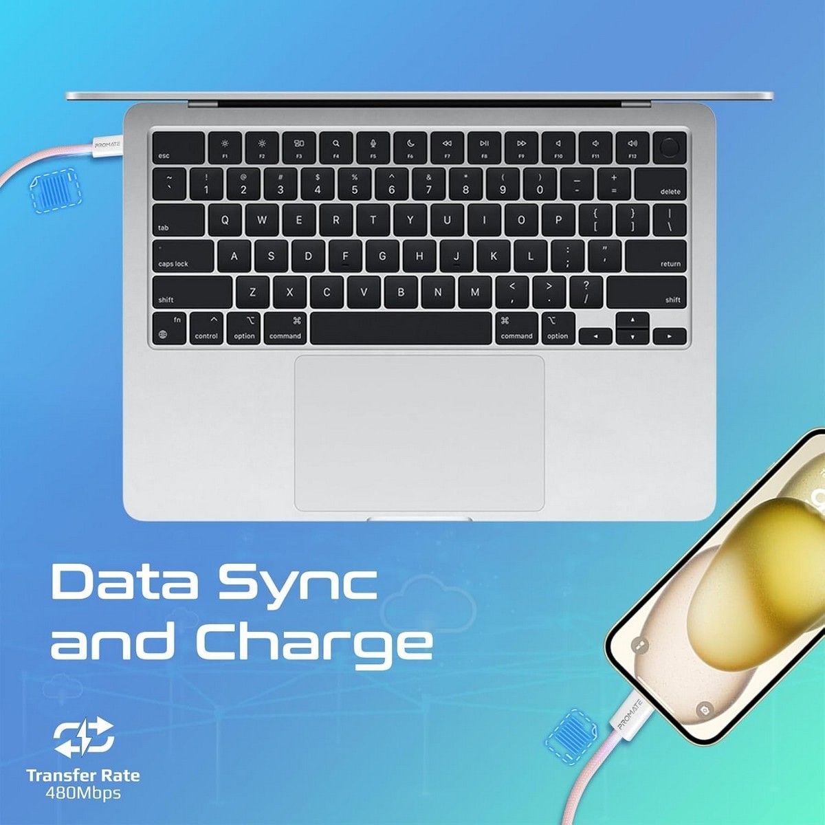 Promate 60W USB-C to USB-C Braided Cable