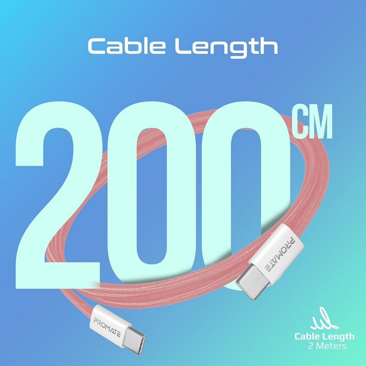 Promate 60W USB-C to USB-C Braided Cable