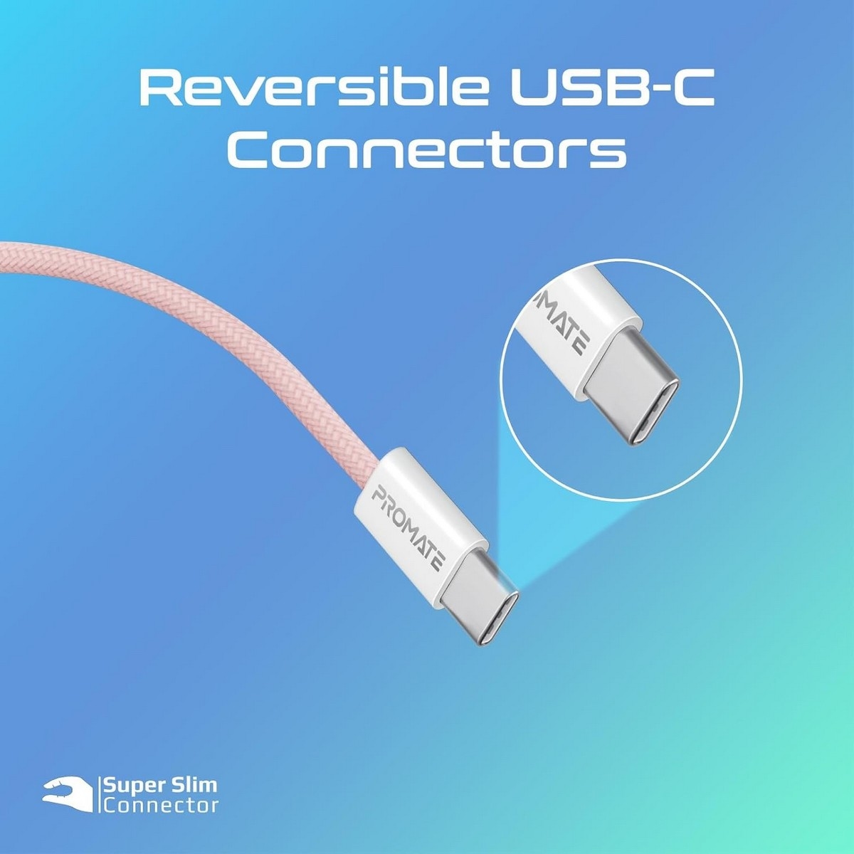 Promate 60W USB-C to USB-C Braided Cable