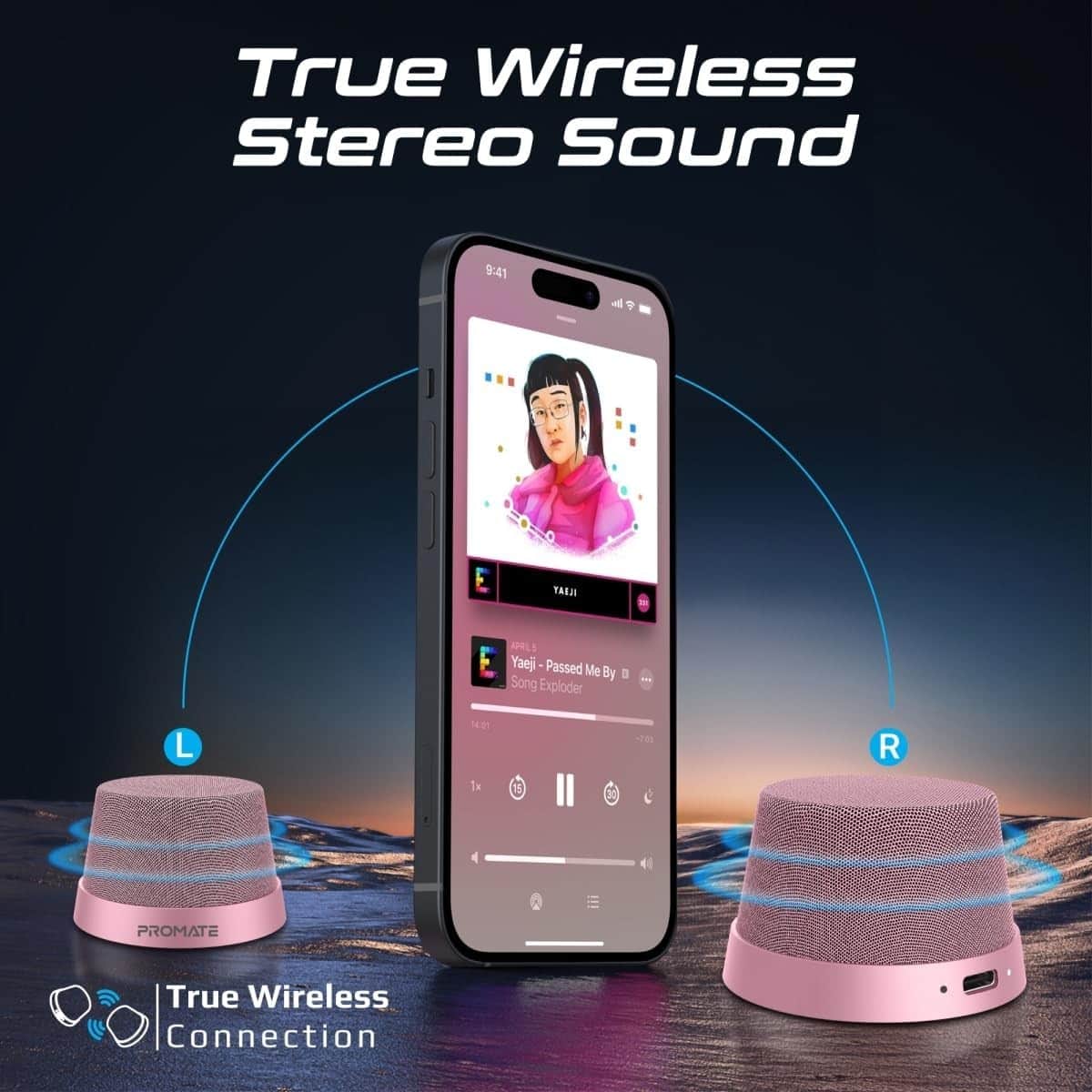 Promate 3W True Wireless Magnetic Base Bluetooth Speaker