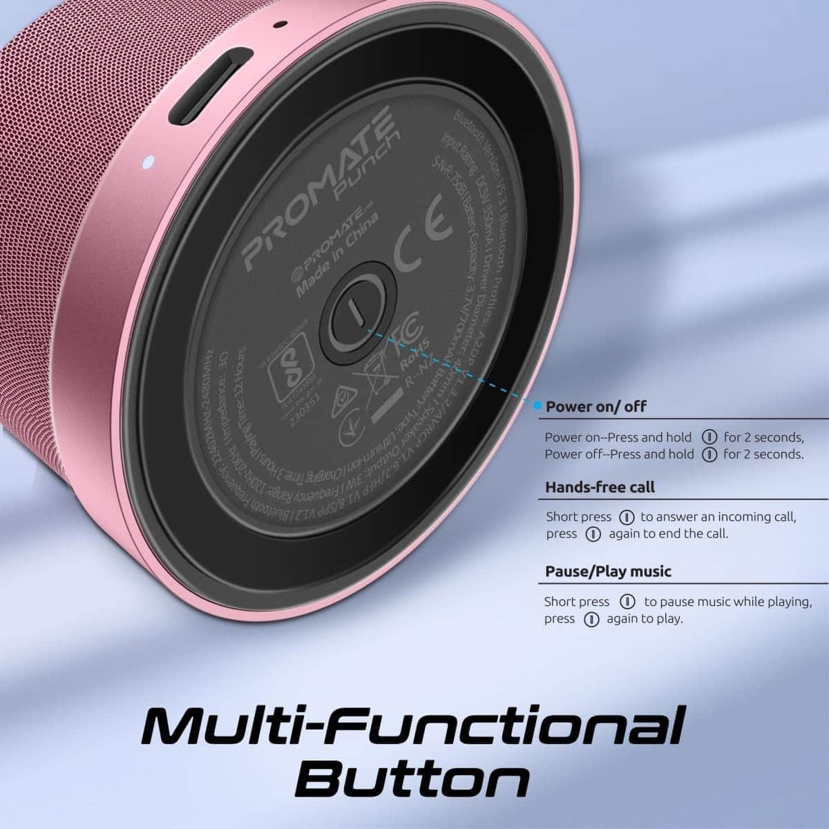 Promate 3W True Wireless Magnetic Base Bluetooth Speaker