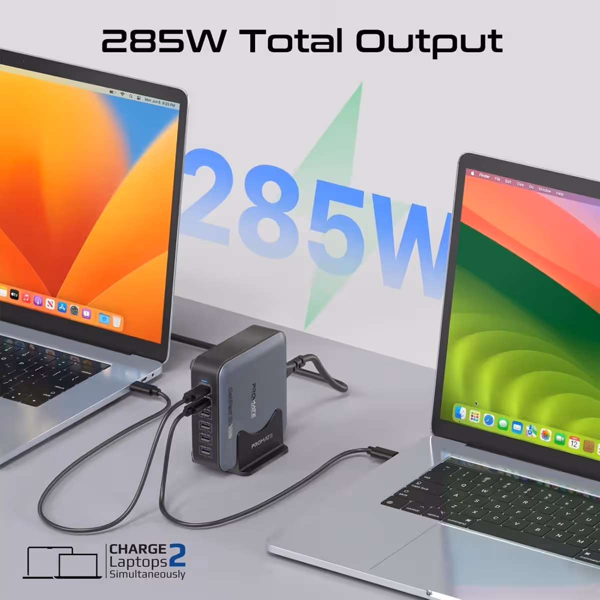 Promate PowerBase GaN285 GaN 6-Port 285W Desktop Charging Station