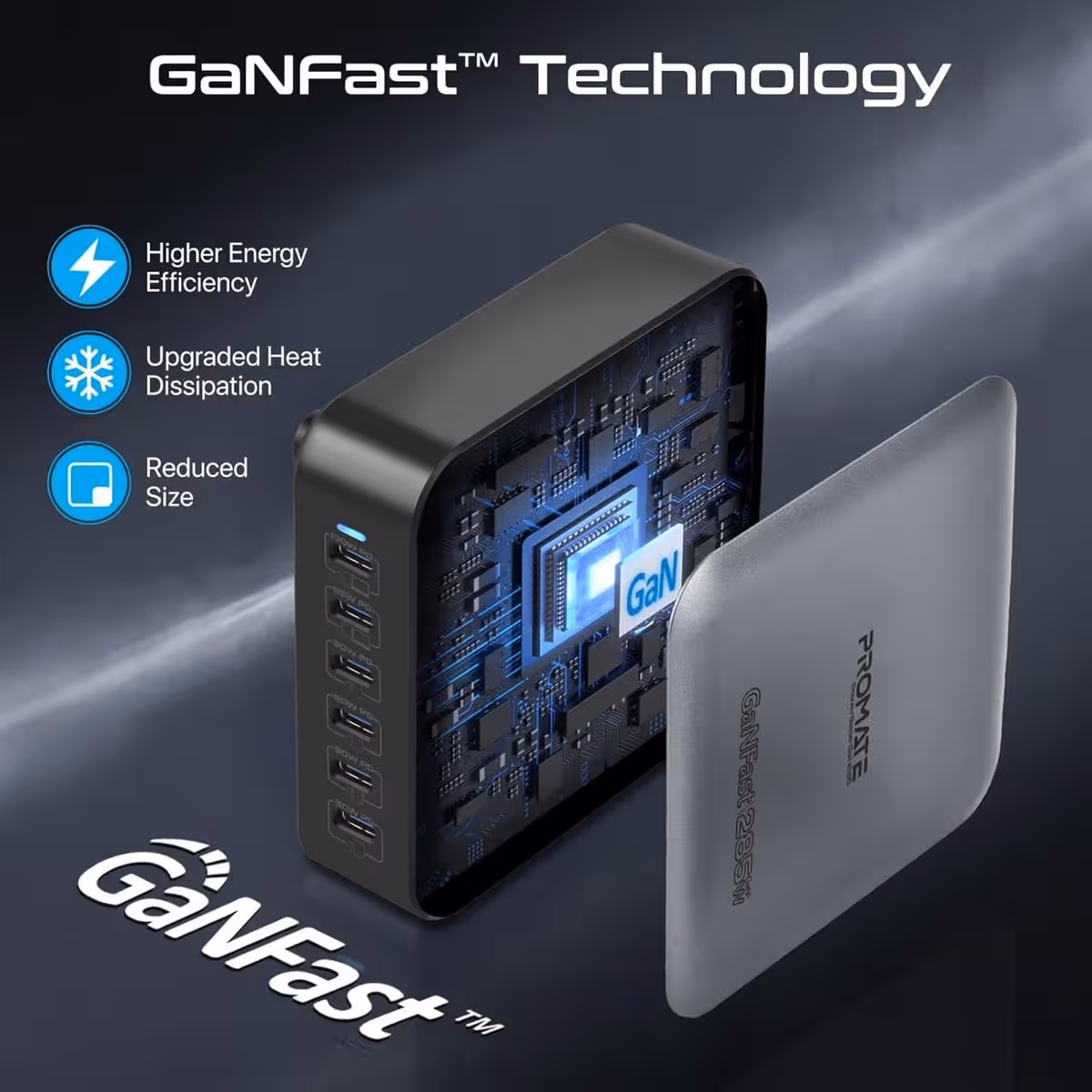 Promate PowerBase GaN285 GaN 6-Port 285W Desktop Charging Station