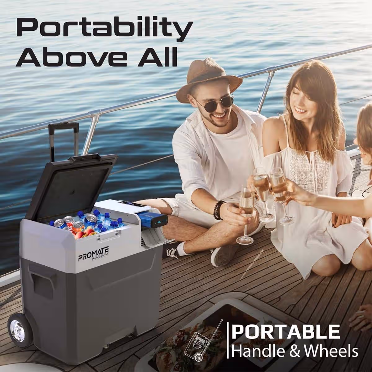 Promate PowerCooler-40 Portable 40L Mini Fridge with Power Bank