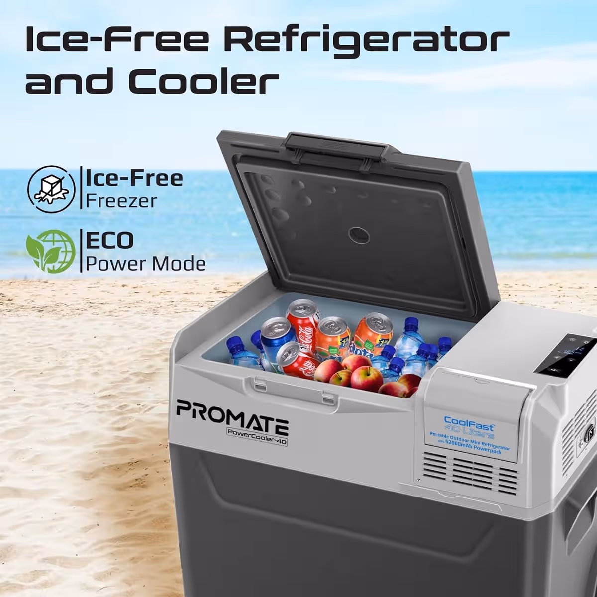Promate PowerCooler-40 Portable 40L Mini Fridge with Power Bank