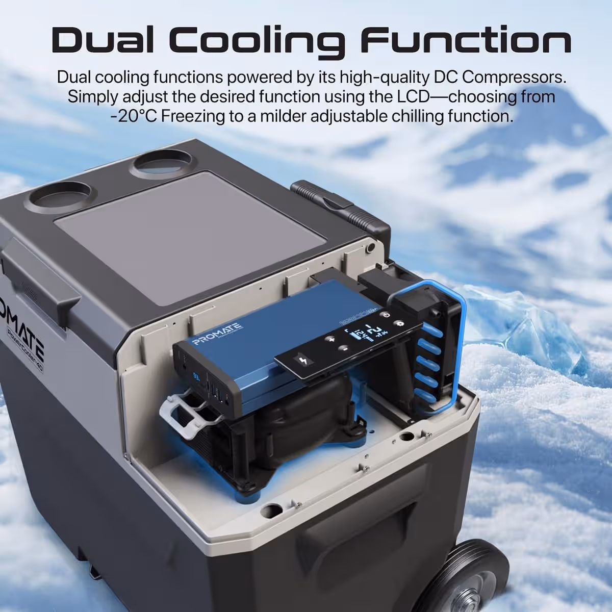 Promate PowerCooler-40 Portable 40L Mini Fridge with Power Bank