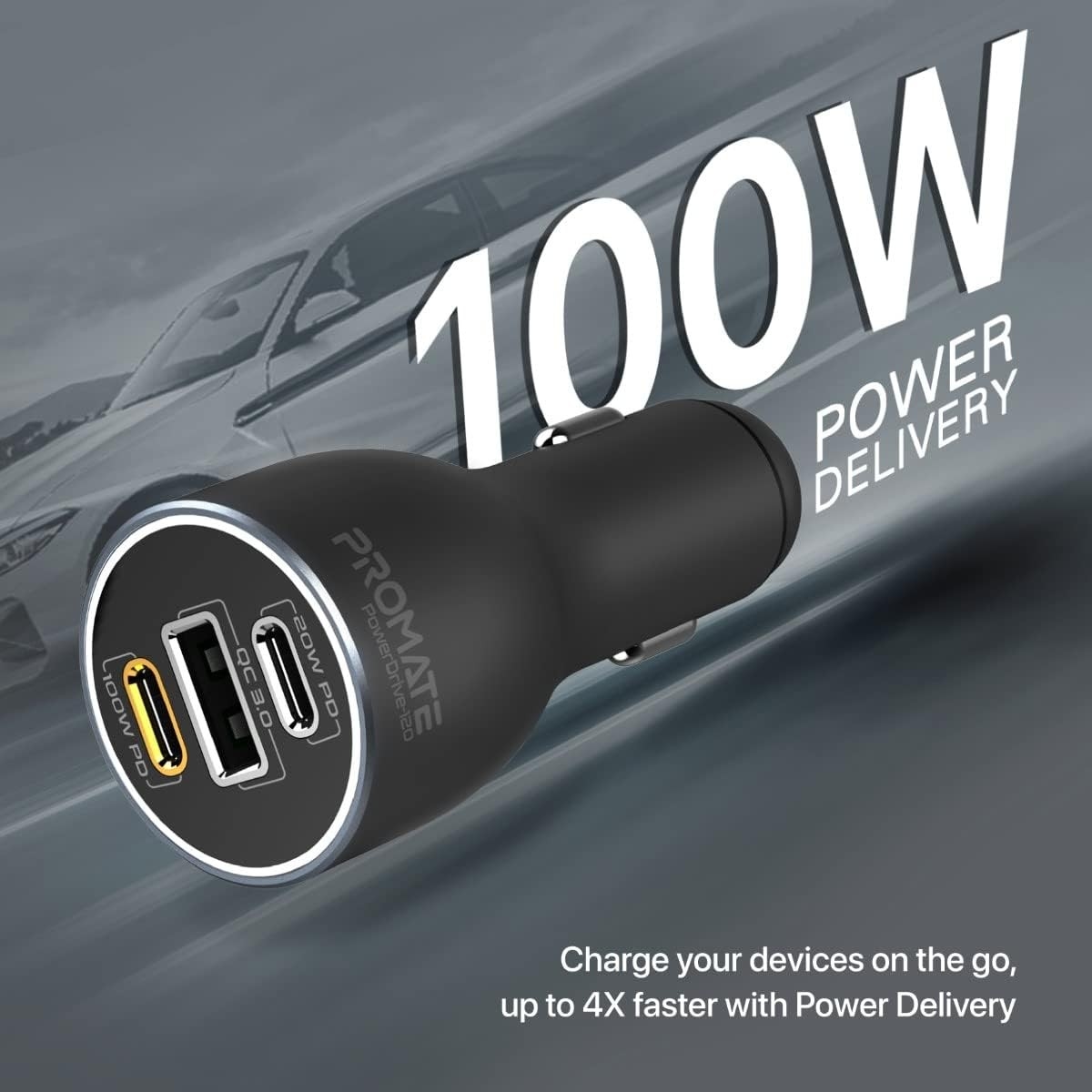 Promate PowerDrive-120 Super-Fast USB-C 120W Car Charger