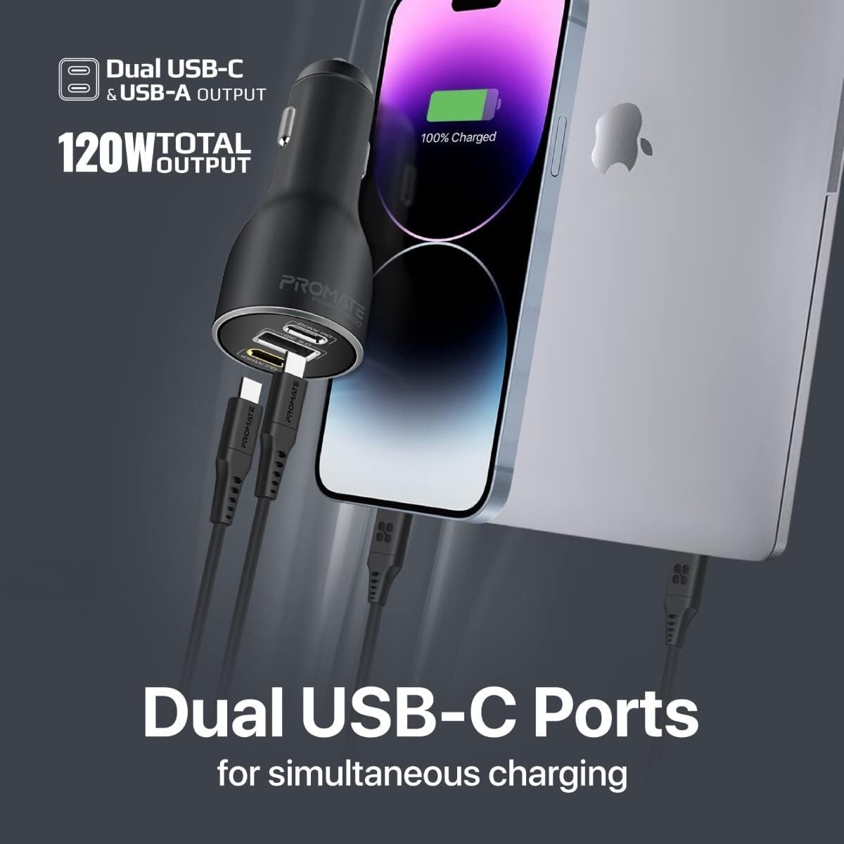 Promate PowerDrive-120 Super-Fast USB-C 120W Car Charger