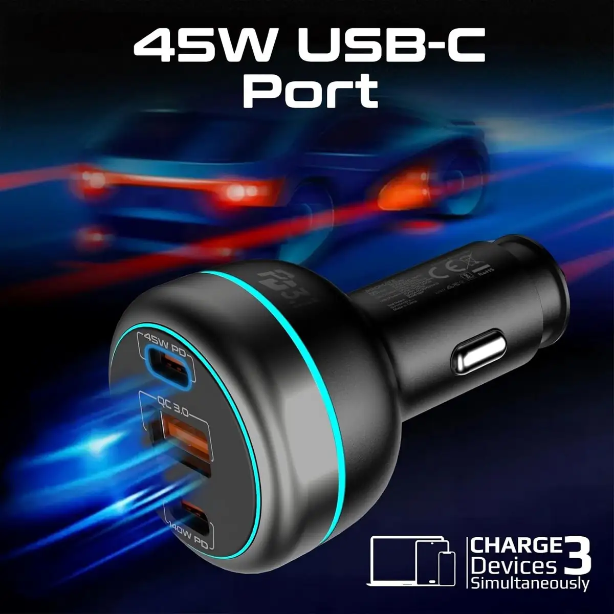 Promate PowerDrive-230 Power Delivery 230W Laptop Car Charger