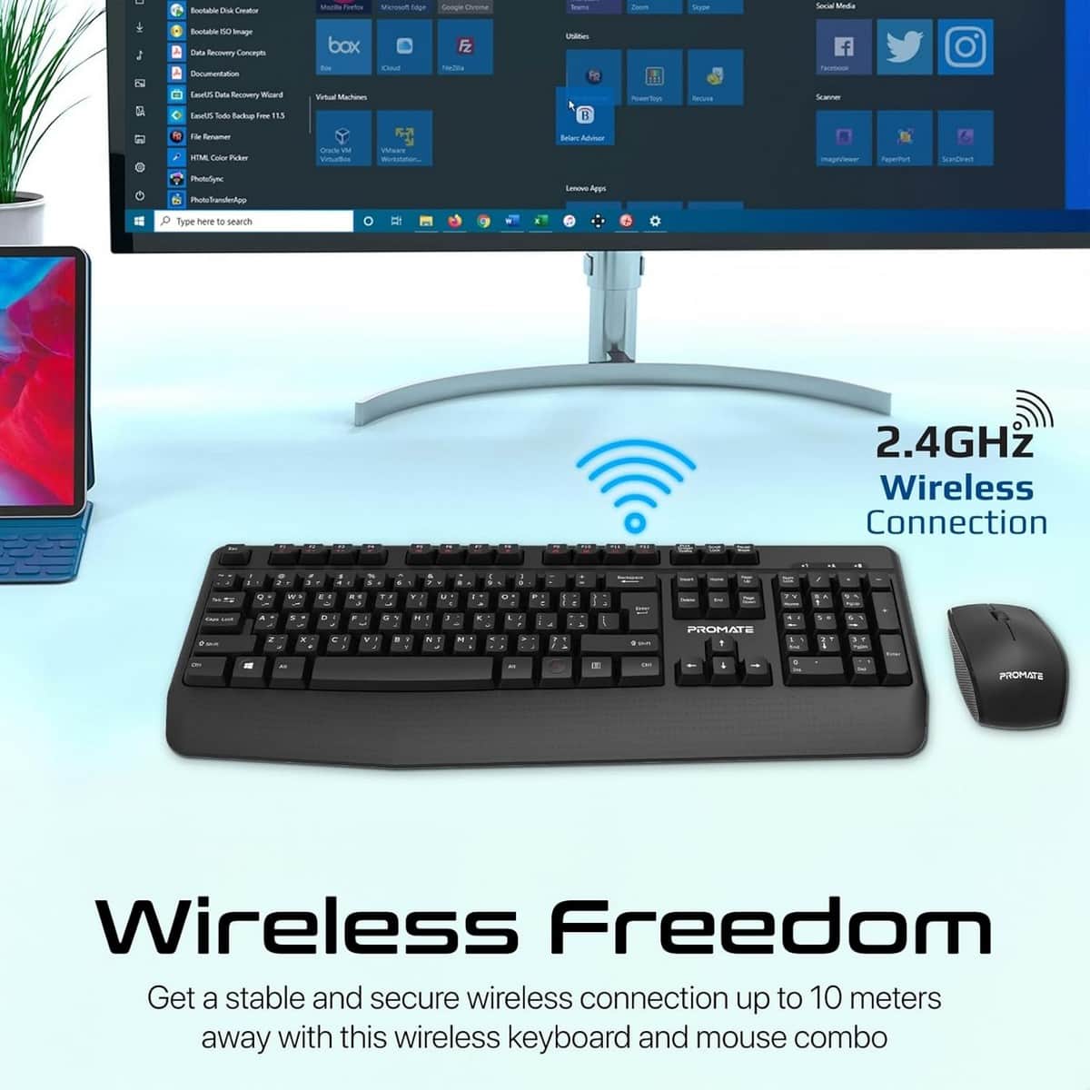 Promate ProCombo-14 Wireless Keyboard & Mouse Combo with Palm Rest