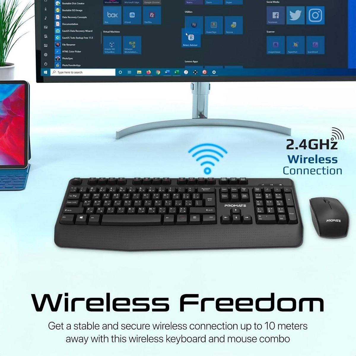 Promate ProCombo-14 Wireless Keyboard & Mouse Combo with Palm Rest