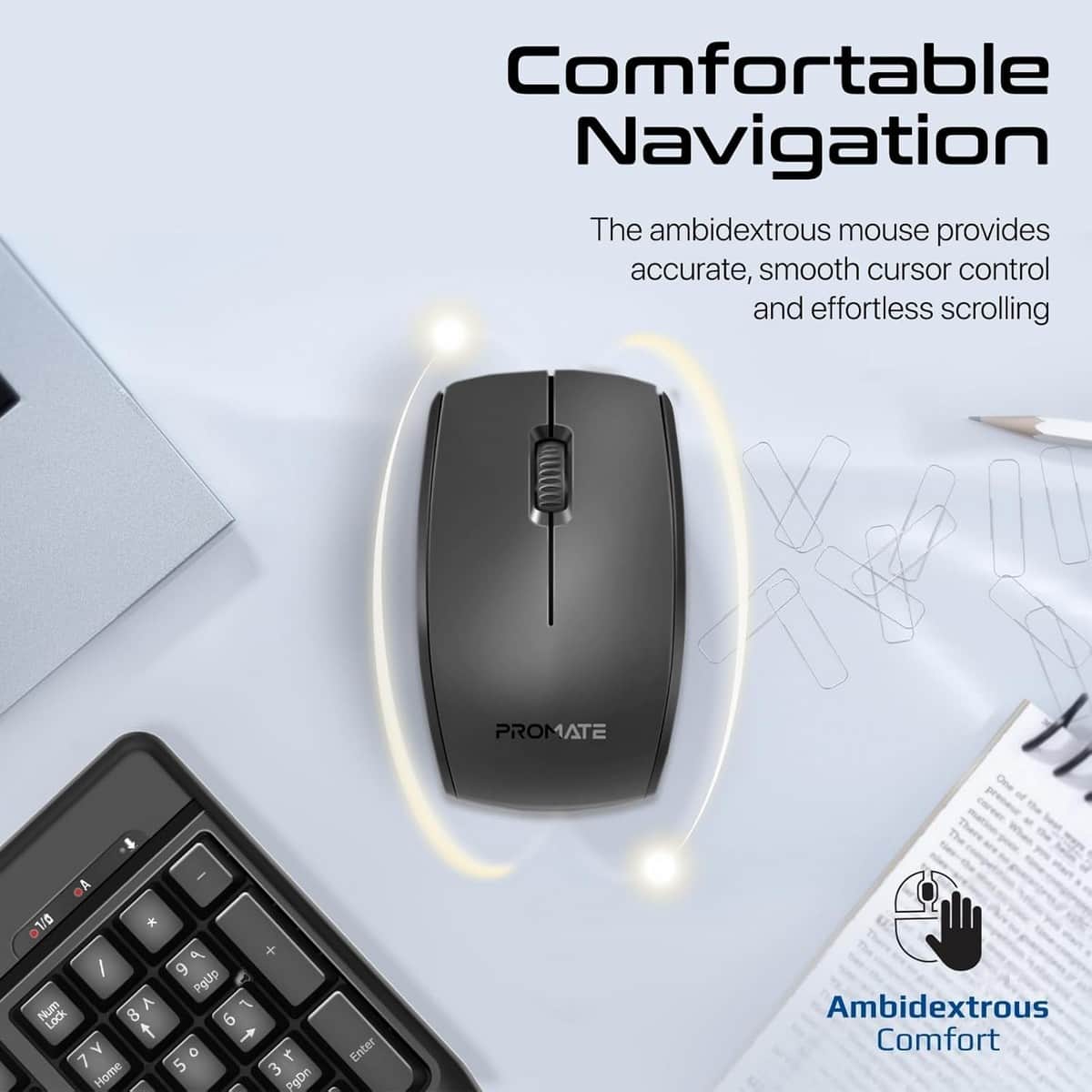 Promate ProCombo-14 Wireless Keyboard & Mouse Combo with Palm Rest
