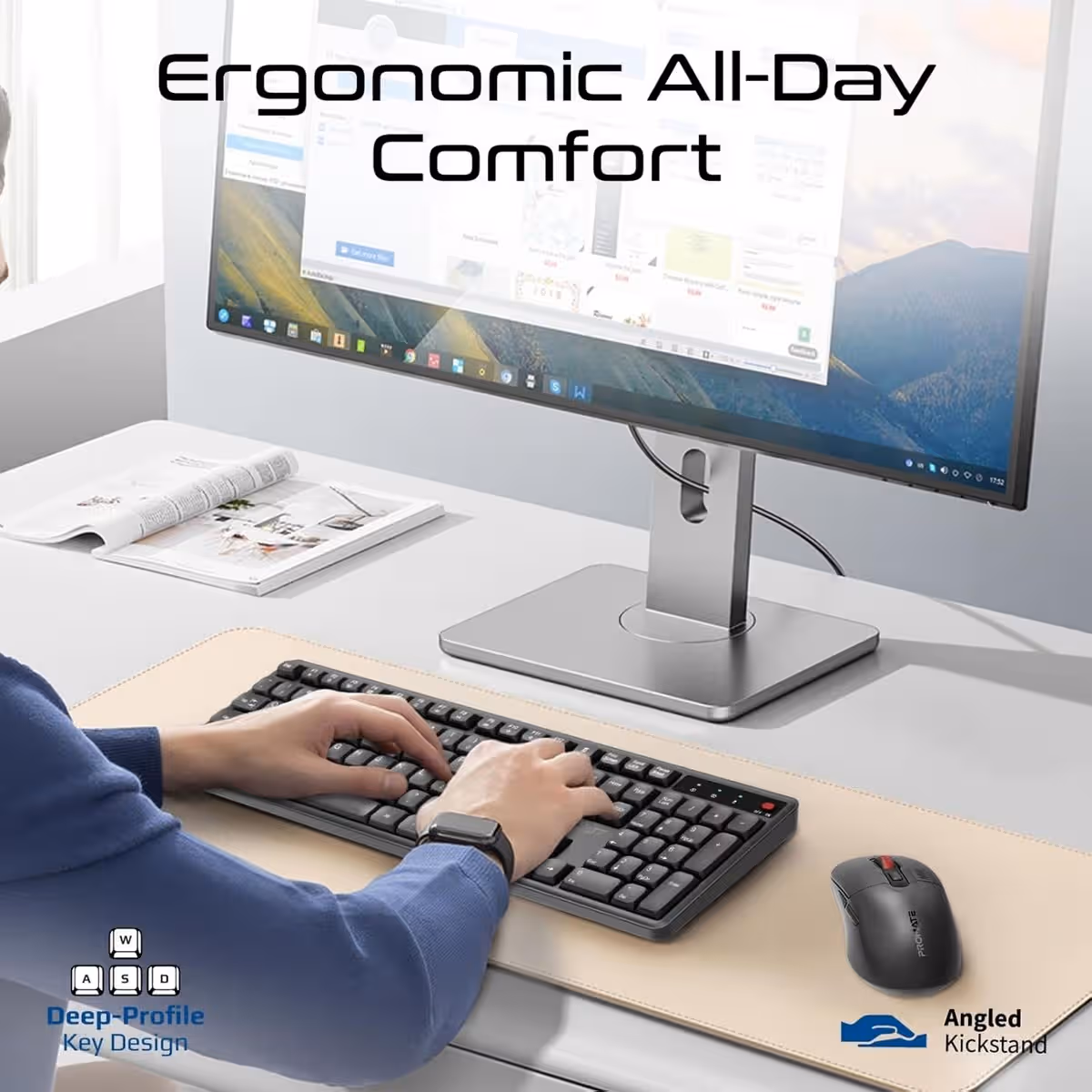 Promate ProCombo-15 Wireless Silent Keyboard & Mouse Combo