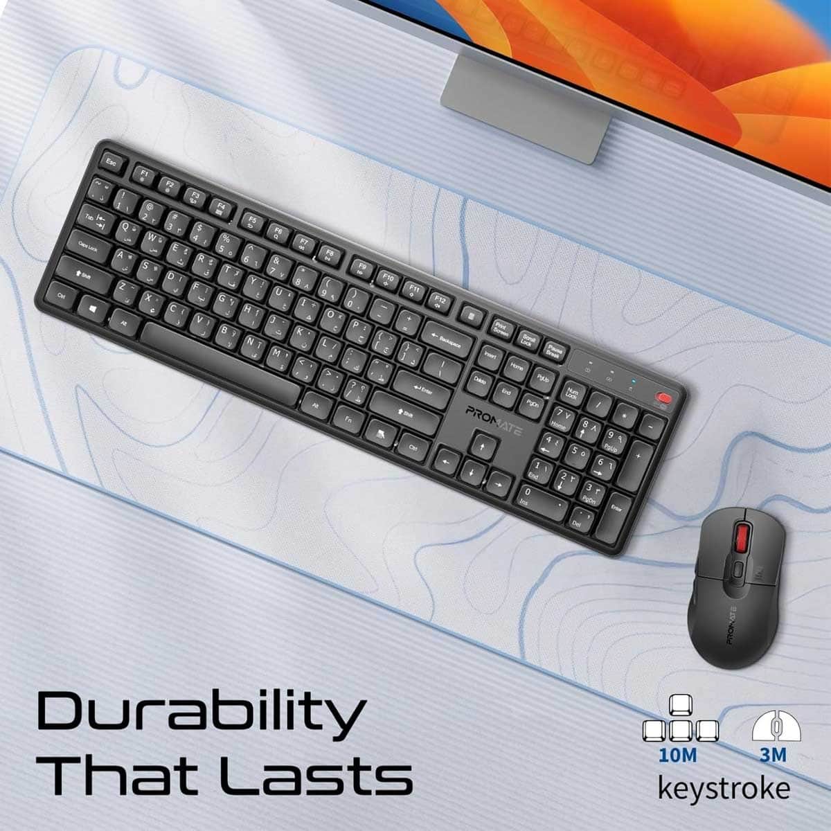 Promate ProCombo-15 Wireless Silent Keyboard & Mouse Combo