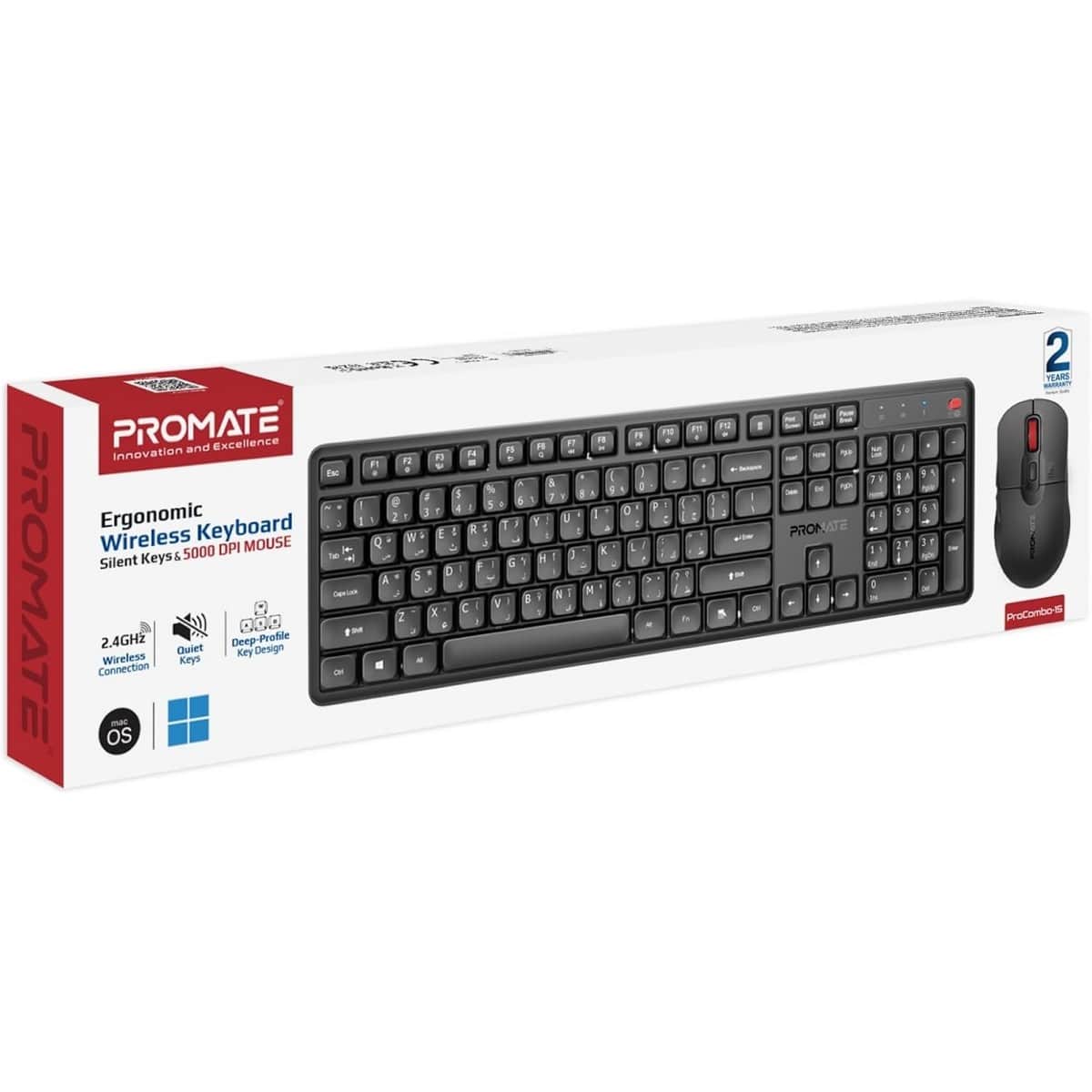 Promate ProCombo-15 Wireless Silent Keyboard & Mouse Combo