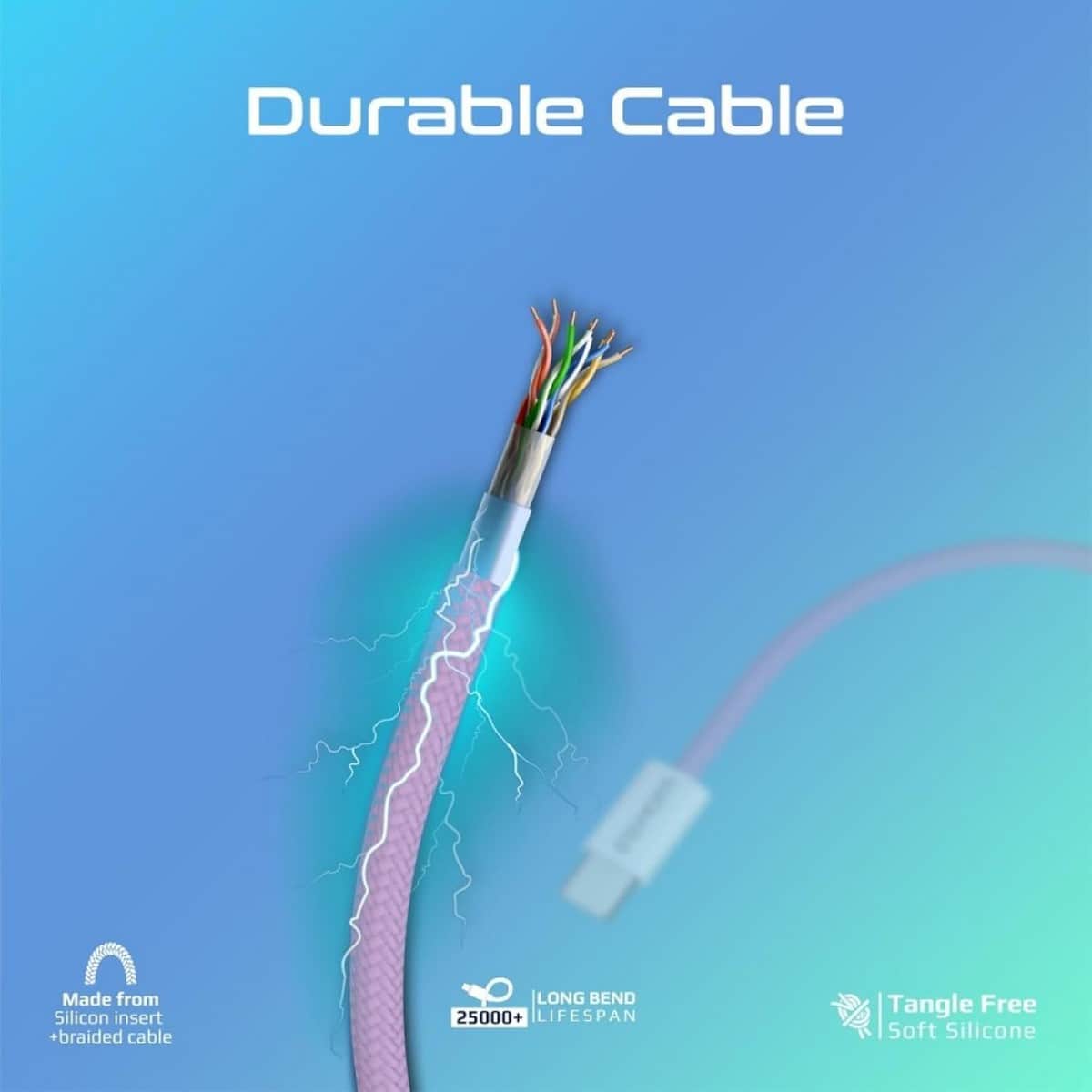 Promate 1.2m 27W USB-C to Lightning Braided Cable