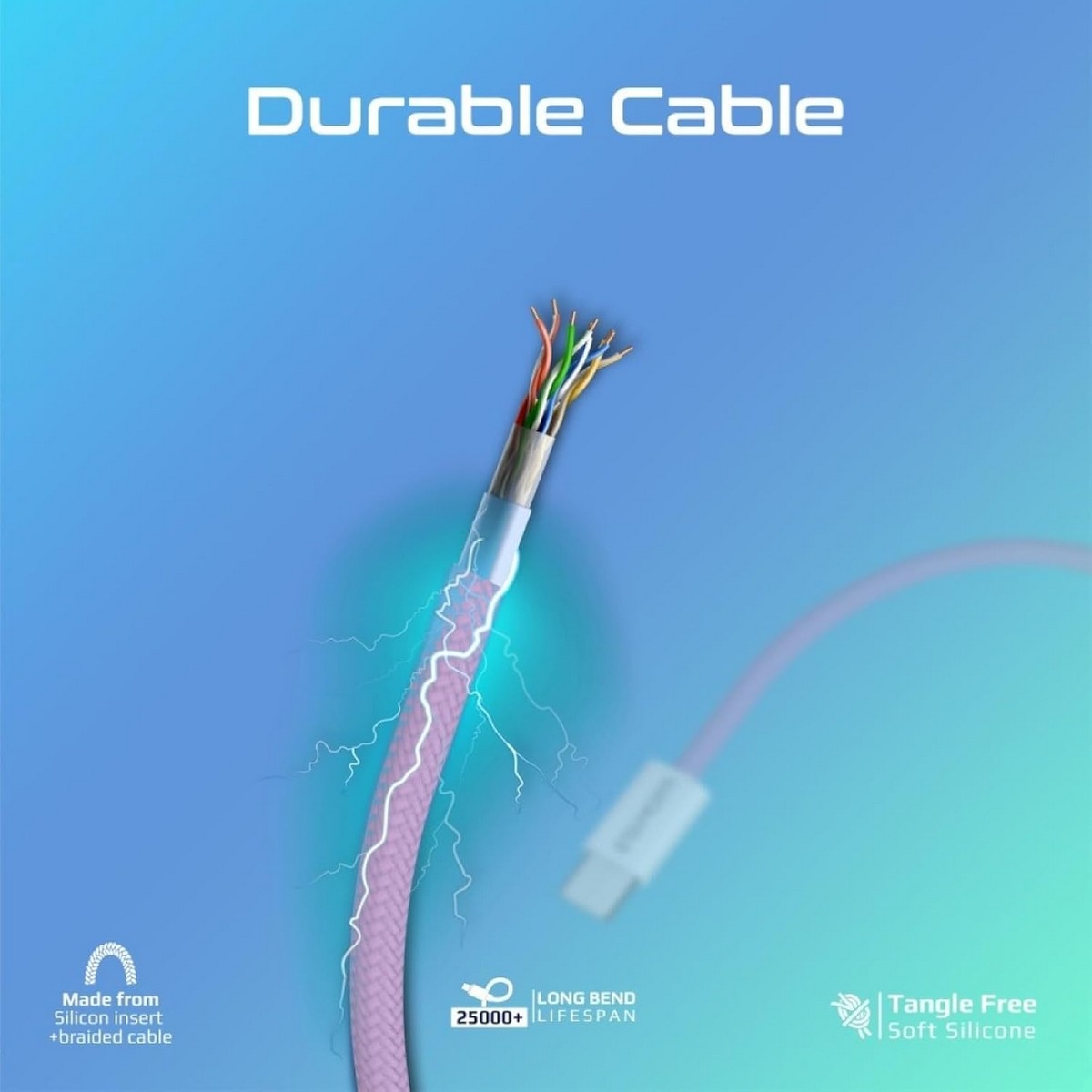 Promate 1.2m 27W USB-C to Lightning Braided Cable