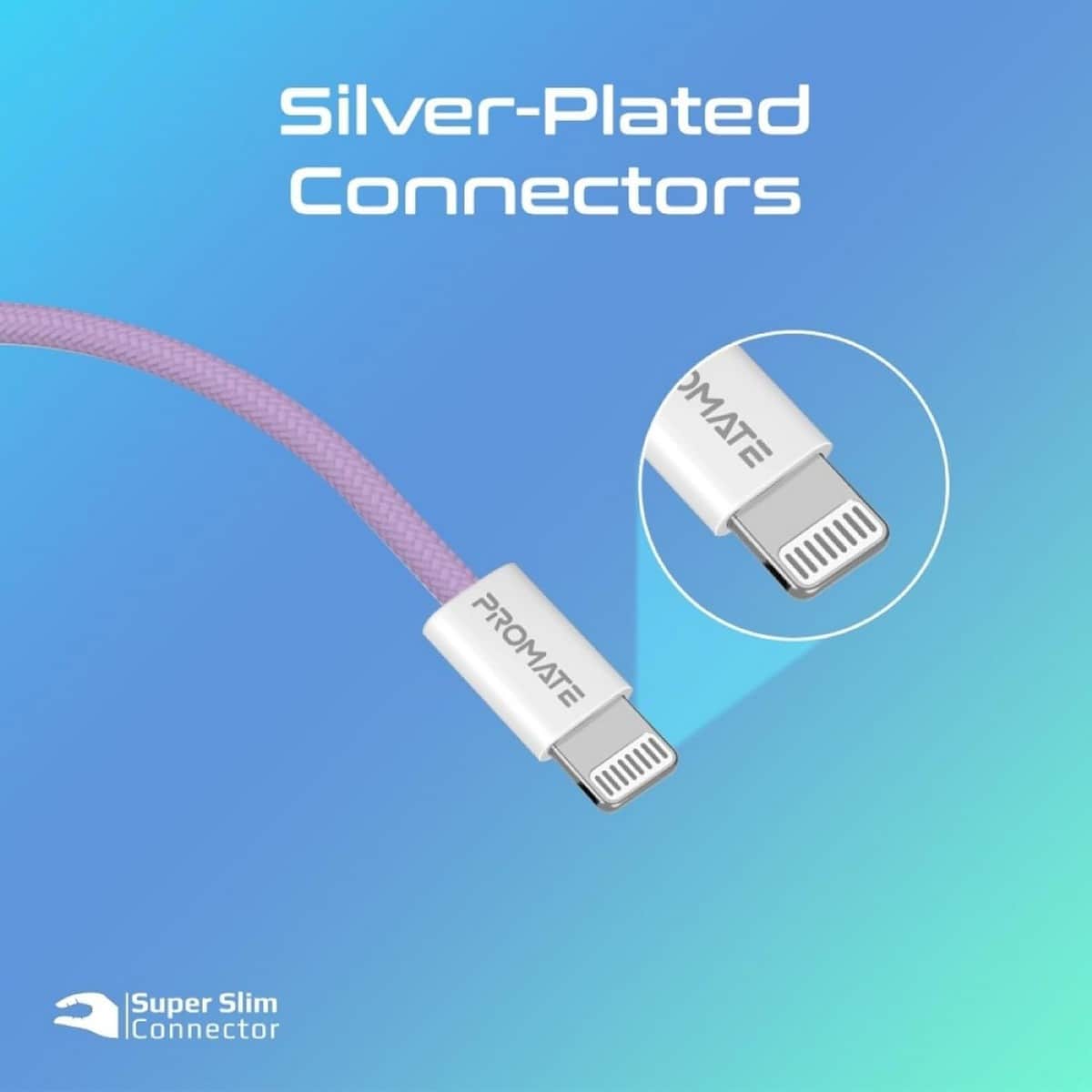 Promate 1.2m 27W USB-C to Lightning Braided Cable