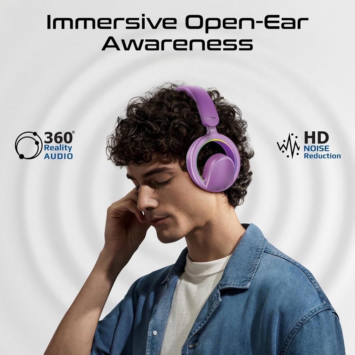 Promate Open-Ear Bluetooth Wireless Gaming Headphones with Detachable Mic