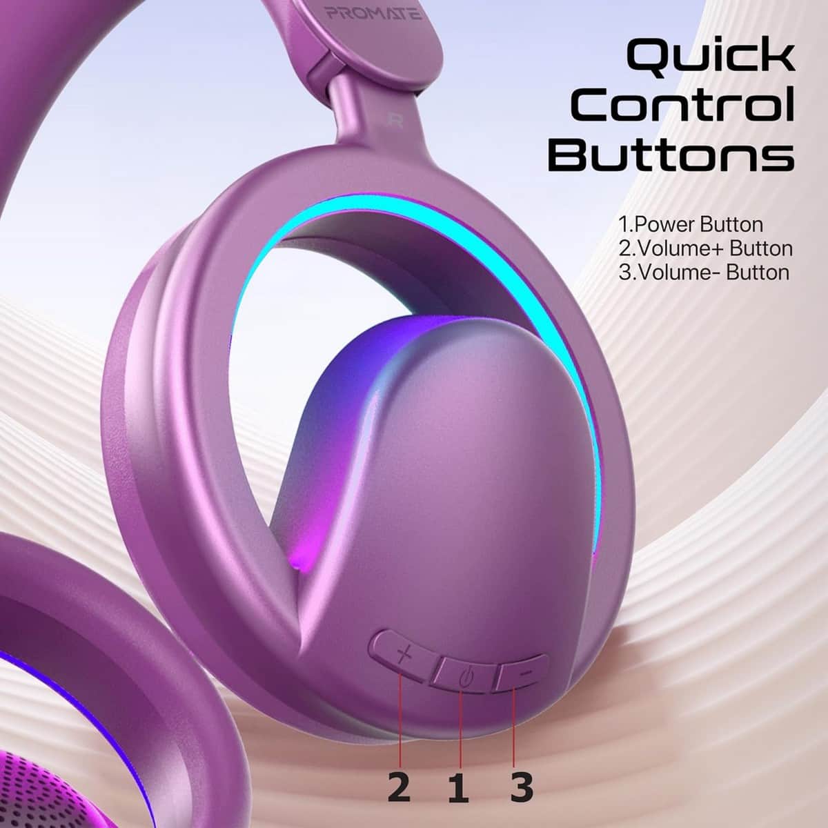 Promate Open-Ear Bluetooth Wireless Gaming Headphones with Detachable Mic