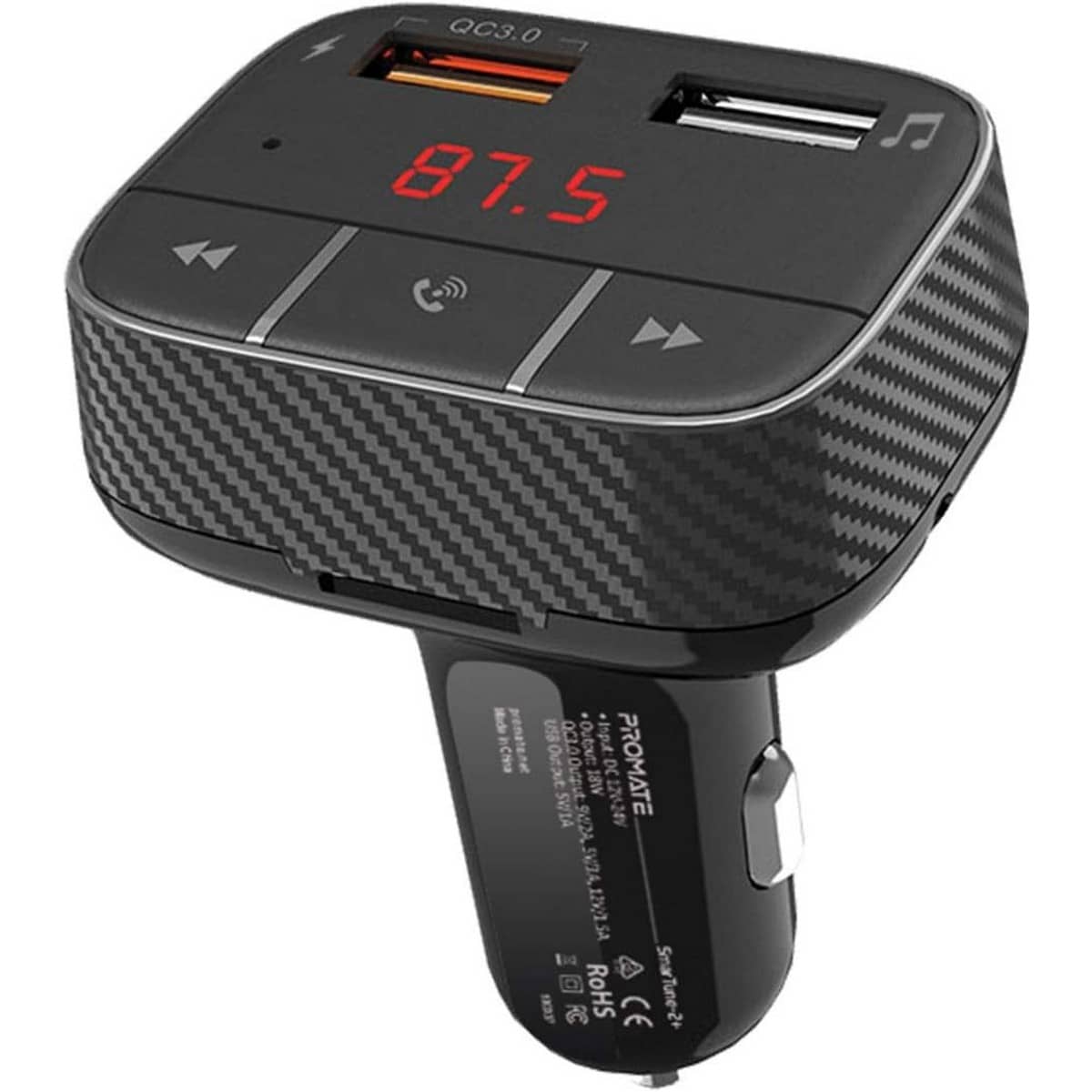 Promate QC 3.0 Wireless Bluetooth FM Transmitter for Car