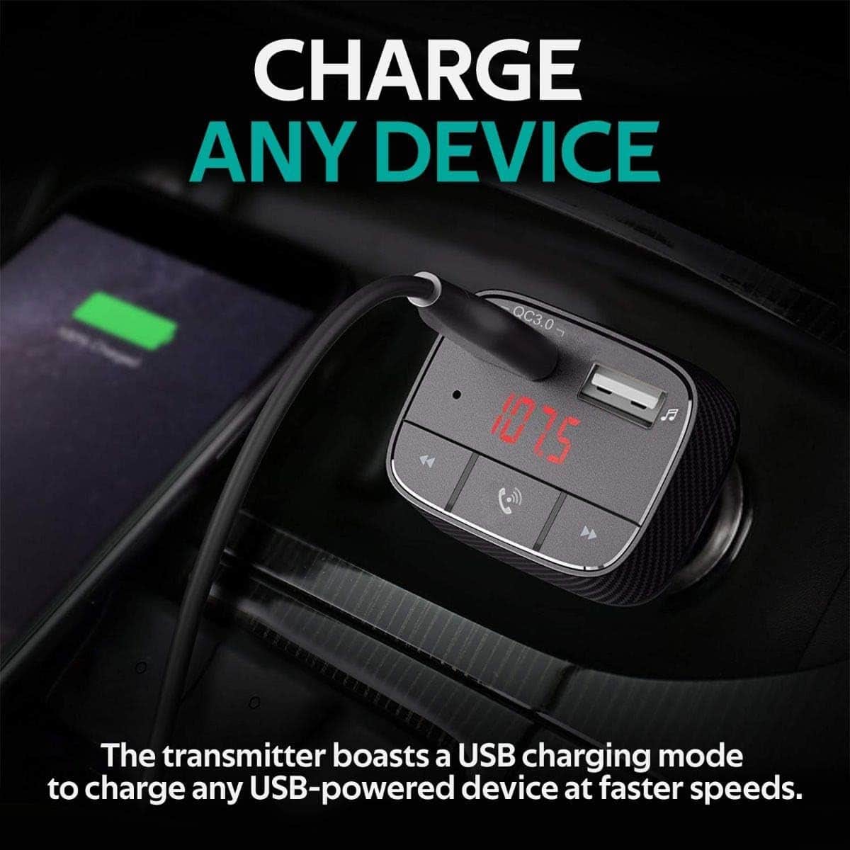 Promate QC 3.0 Wireless Bluetooth FM Transmitter for Car