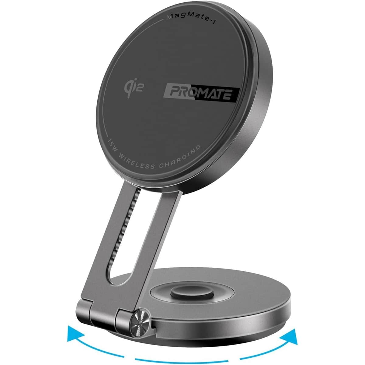 Promate Qi2 15W Magnetic Wireless Car Charger Mount with Swing Arm