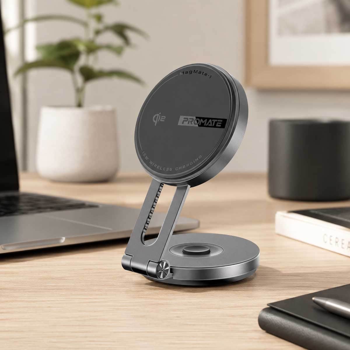Promate Qi2 15W Magnetic Wireless Car Charger Mount with Swing Arm