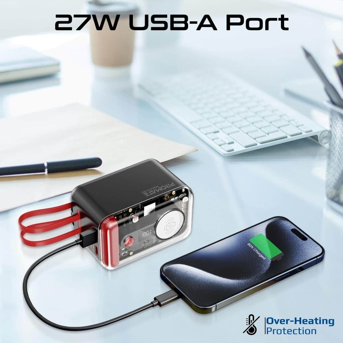 Promate 20000mAh 35W Transparent Power Bank