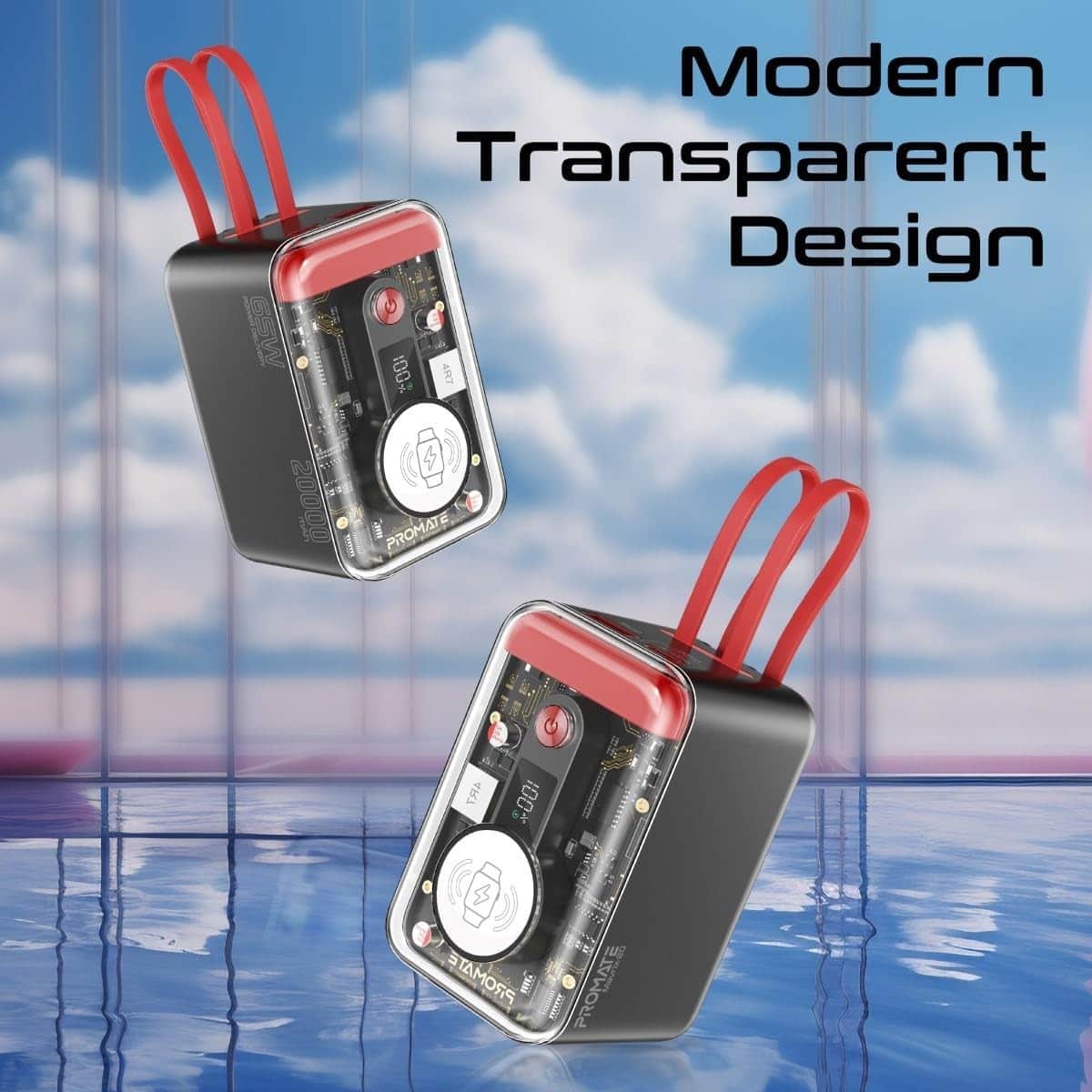 Promate 20000mAh 35W Transparent Power Bank