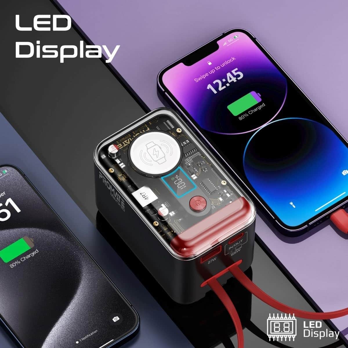 Promate 20000mAh 35W Transparent Power Bank