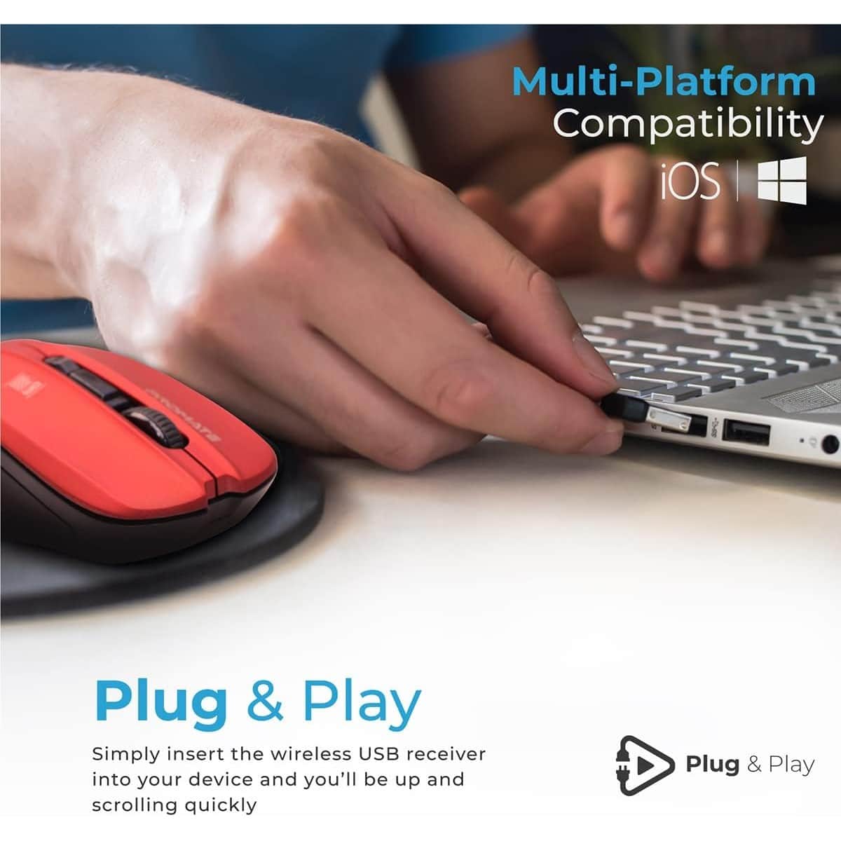 Promate Contour 2.4GHz Ergonomic Ambidextrous Wireless Mouse