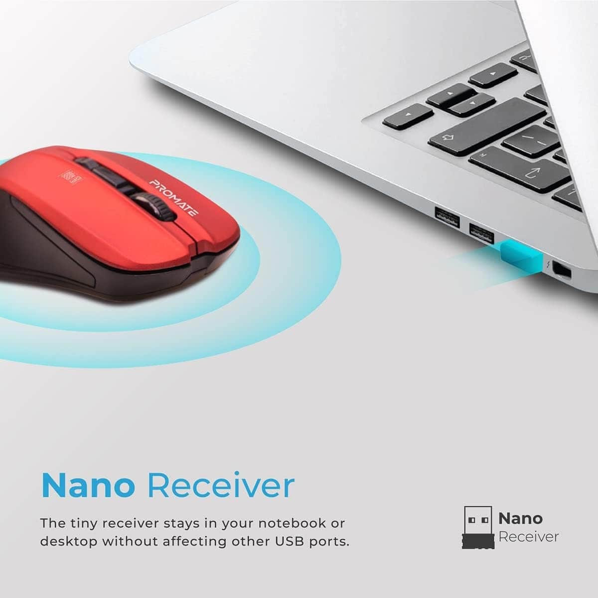 Promate Contour 2.4GHz Ergonomic Ambidextrous Wireless Mouse