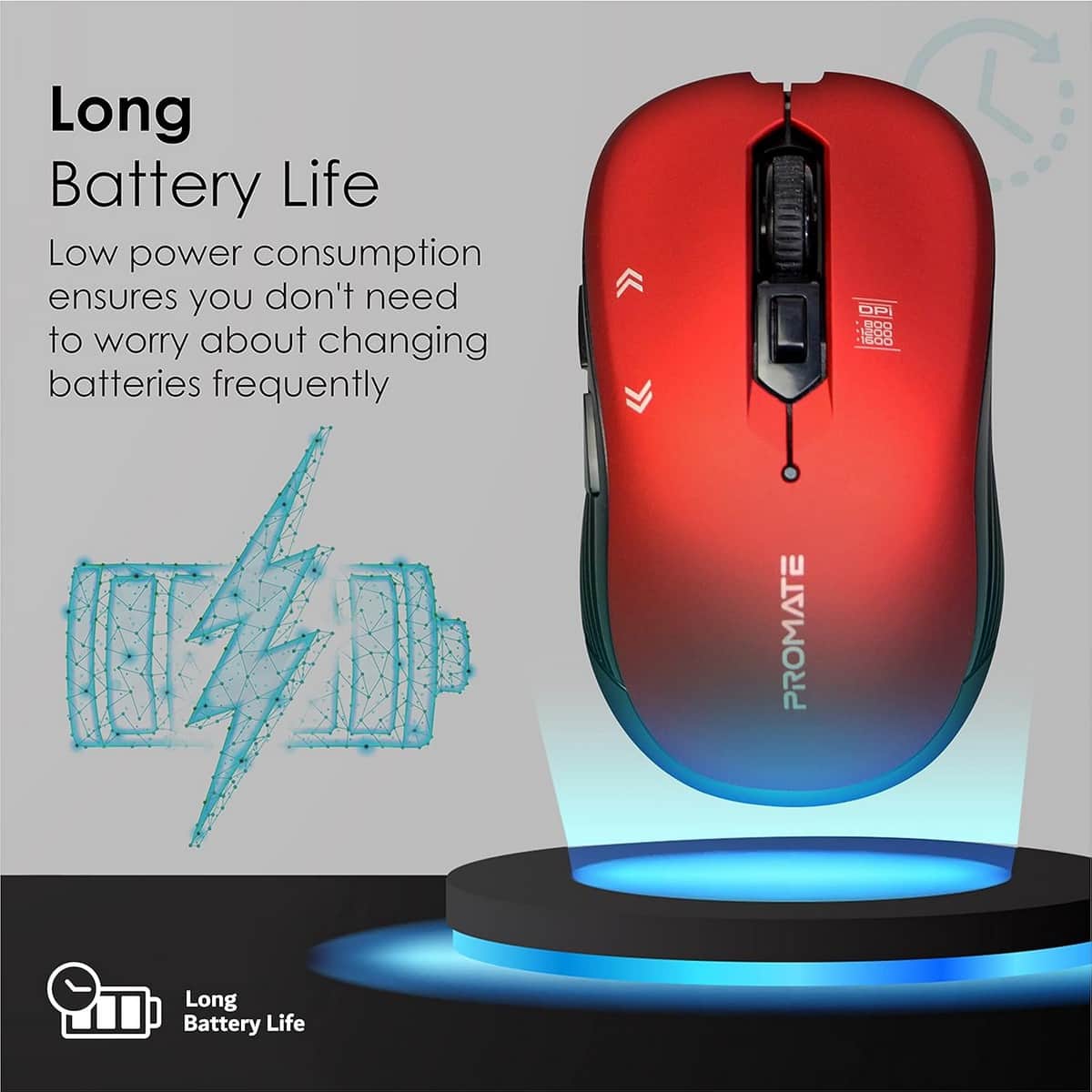 Promate Slider 2.4GHz Symmetric Wireless Optical Mouse