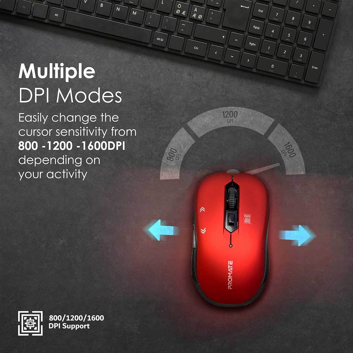 Promate Slider 2.4GHz Symmetric Wireless Optical Mouse