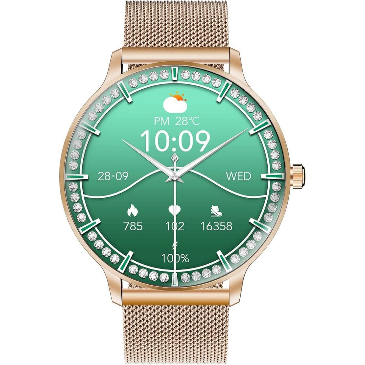 Promate Rose Gold 1.32" AMOLED Smartwatch