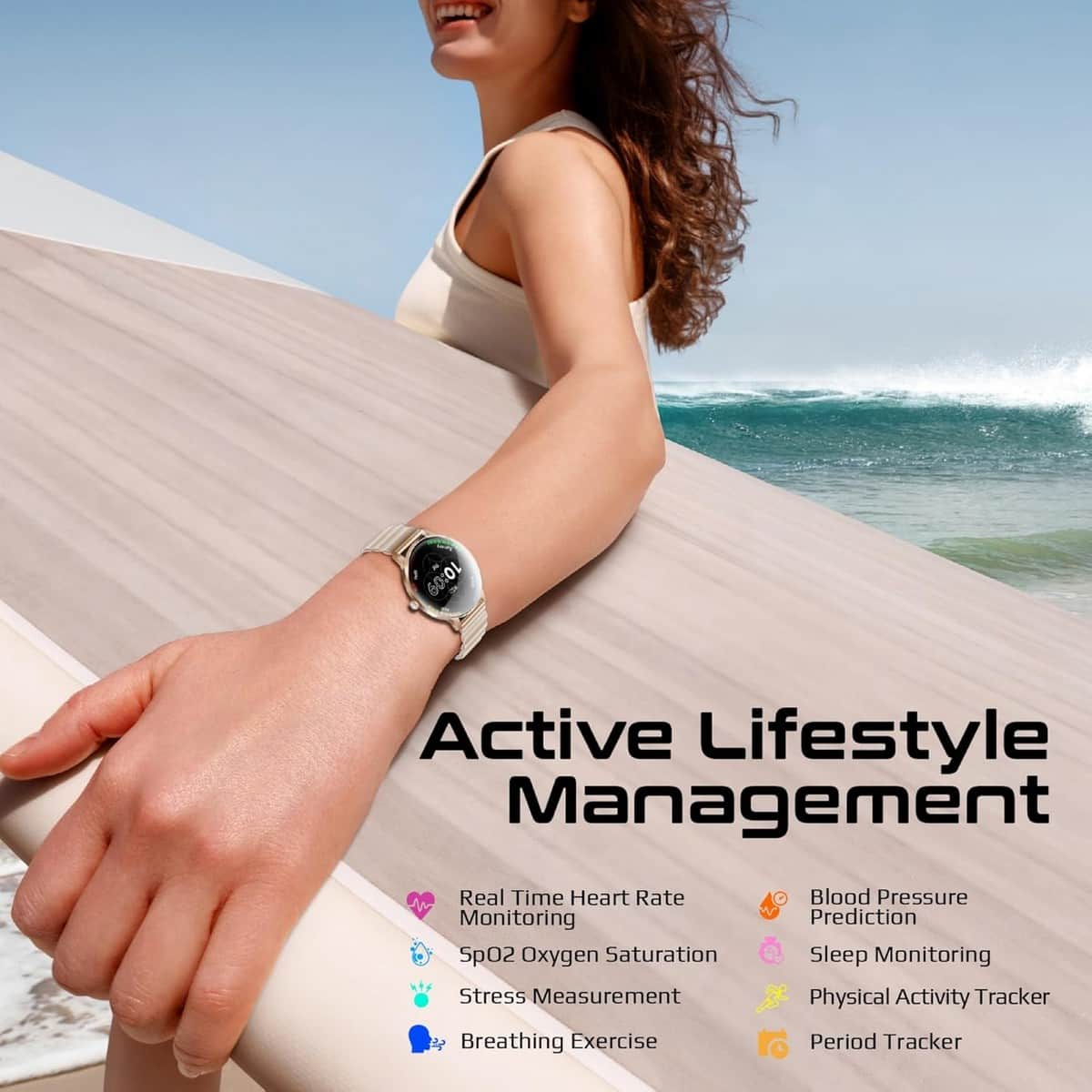 Promate Rose Gold 1.32" AMOLED Smartwatch
