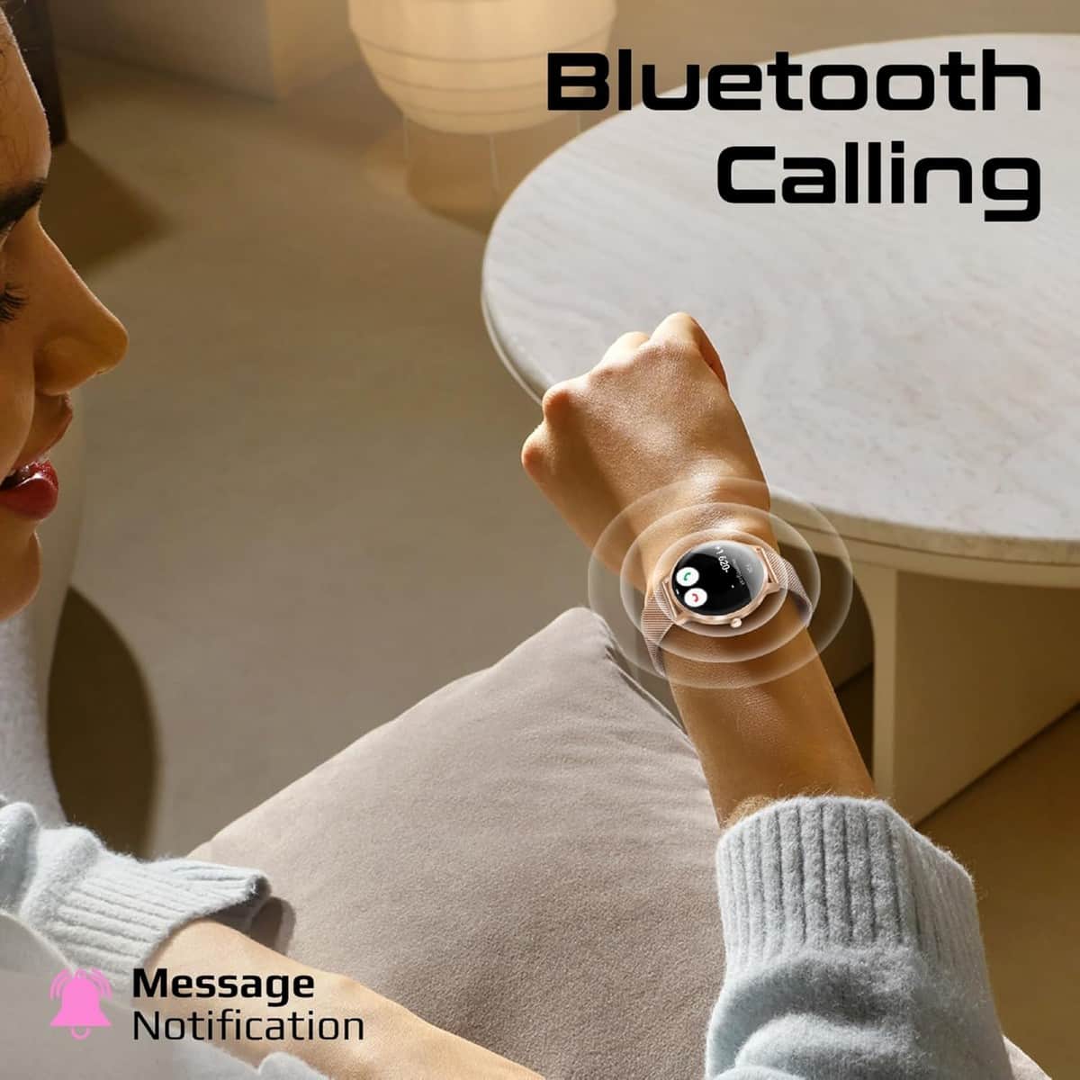 Promate Rose Gold 1.32" AMOLED Smartwatch