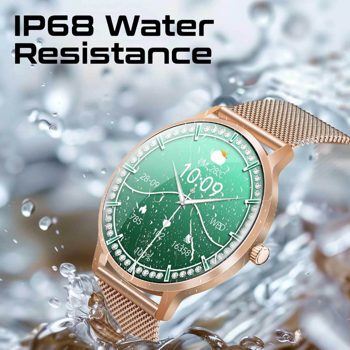 Promate Rose Gold 1.32" AMOLED Smartwatch