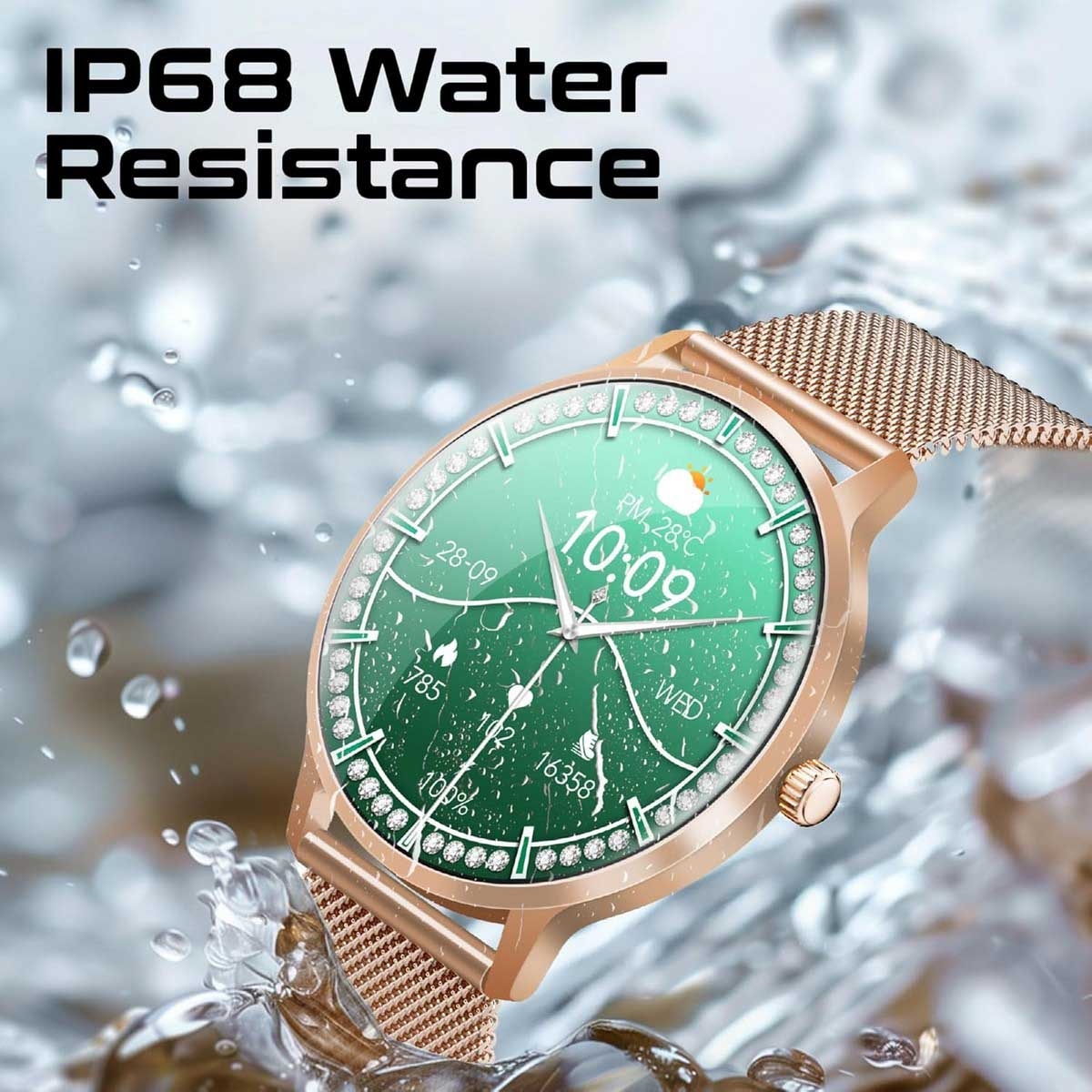 Promate Rose Gold 1.32" AMOLED Smartwatch