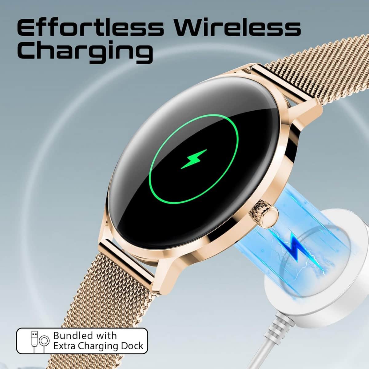 Promate Rose Gold 1.32" AMOLED Smartwatch