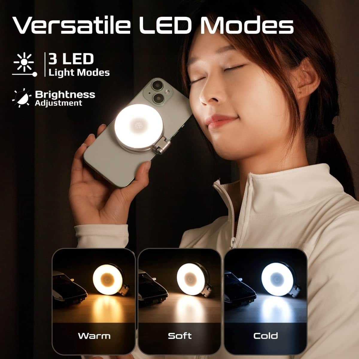Promate MagSafe Ultra-Slim LED Ring Selfie Light with Mirror