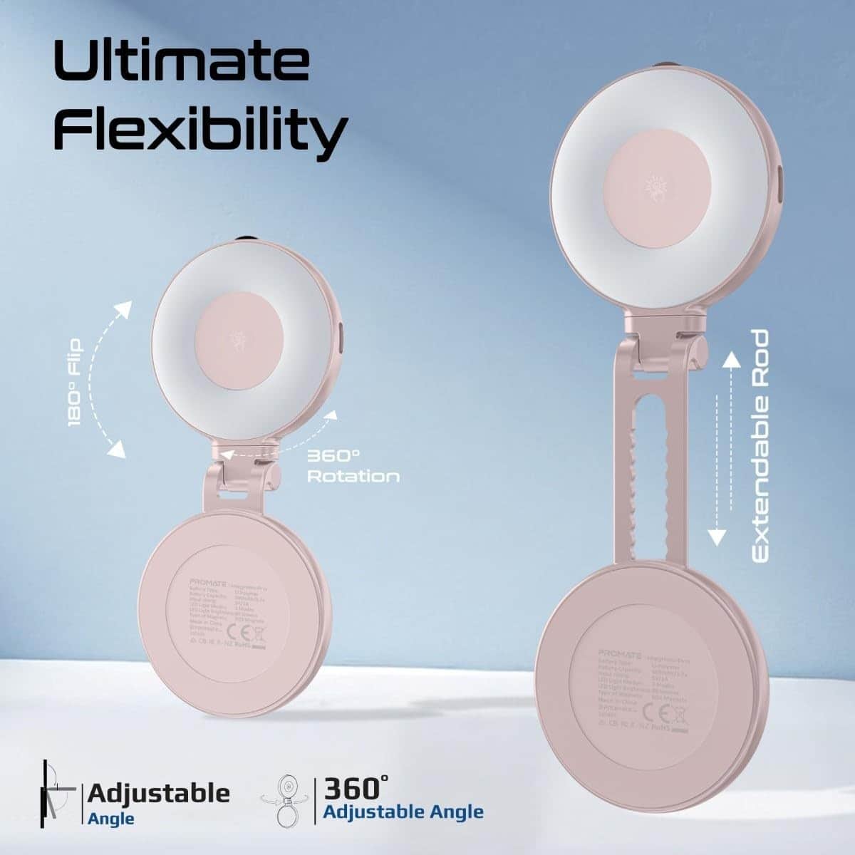 Promate MagSafe Ultra-Slim LED Ring Selfie Light with Mirror