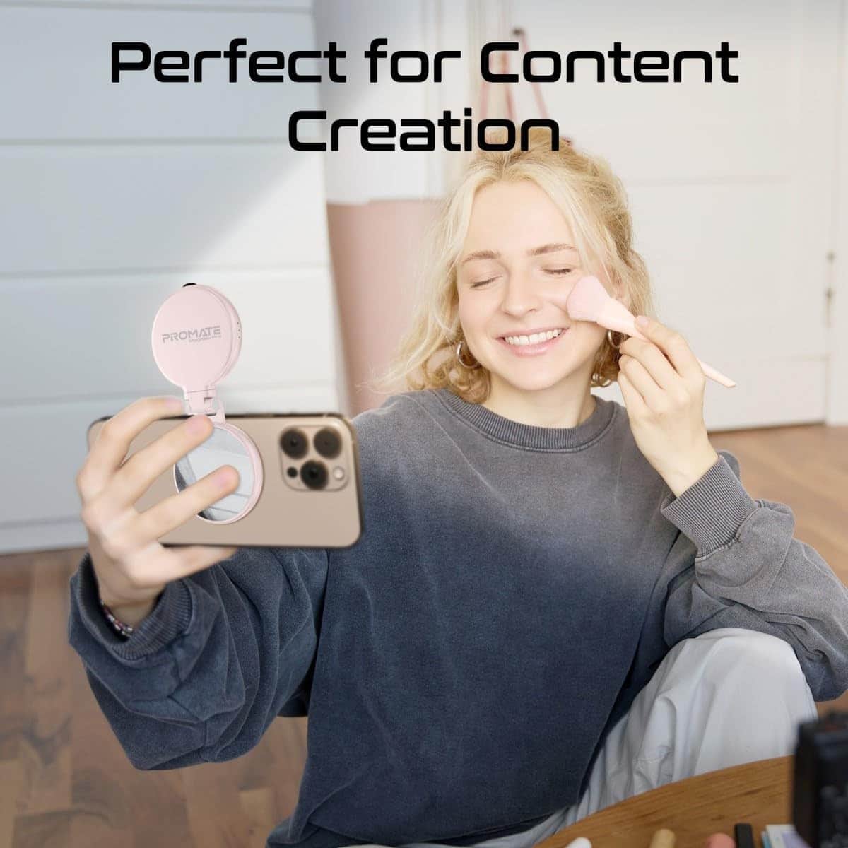 Promate MagSafe Ultra-Slim LED Ring Selfie Light with Mirror